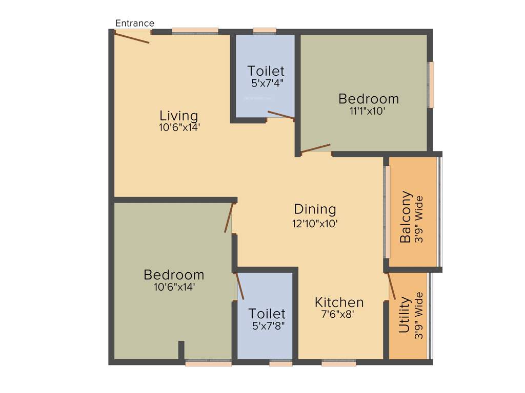 NCN Diamond (2BHK+2T (1,040 sq ft) 1040 sq ft)