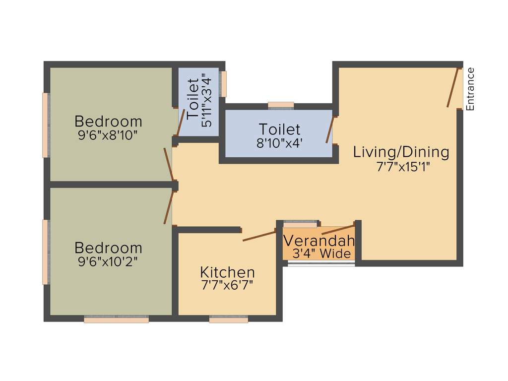 Dey City King (2BHK+2T (849 sq ft) 849 sq ft)