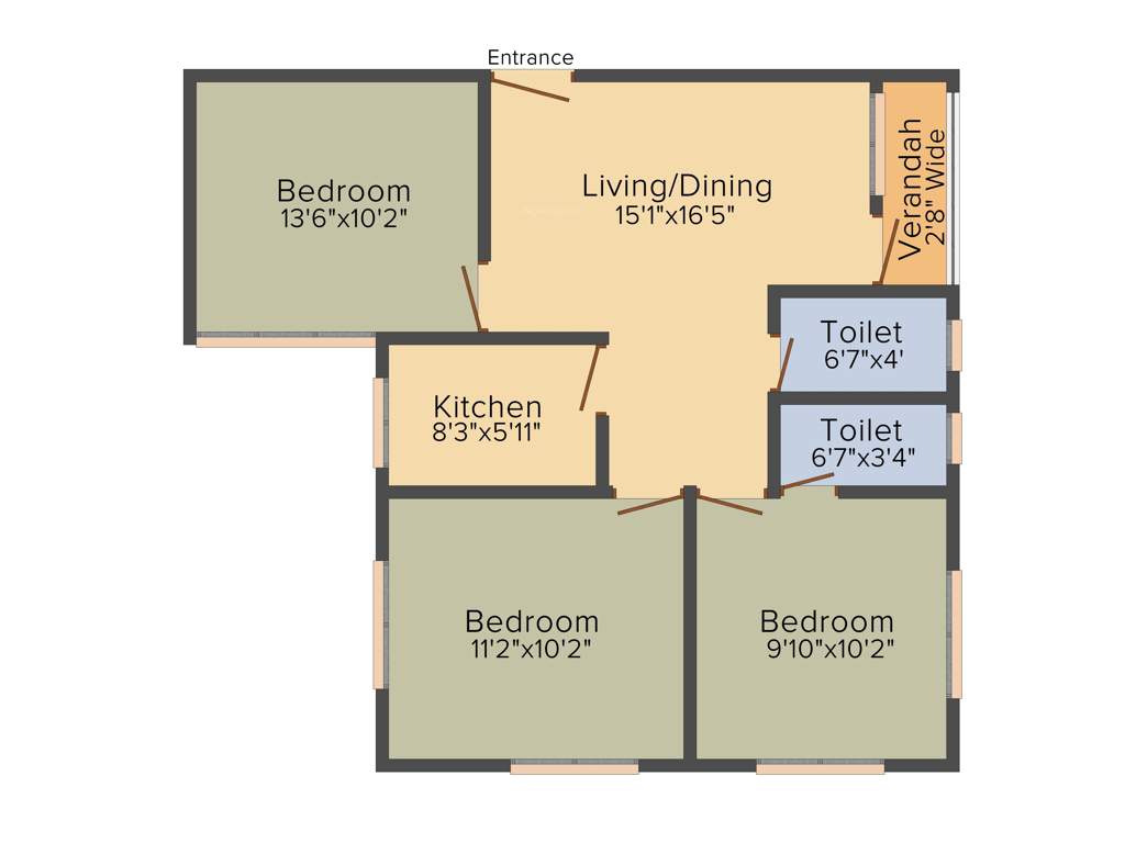 Dey City King (3BHK+2T (1,030 sq ft) 1030 sq ft)