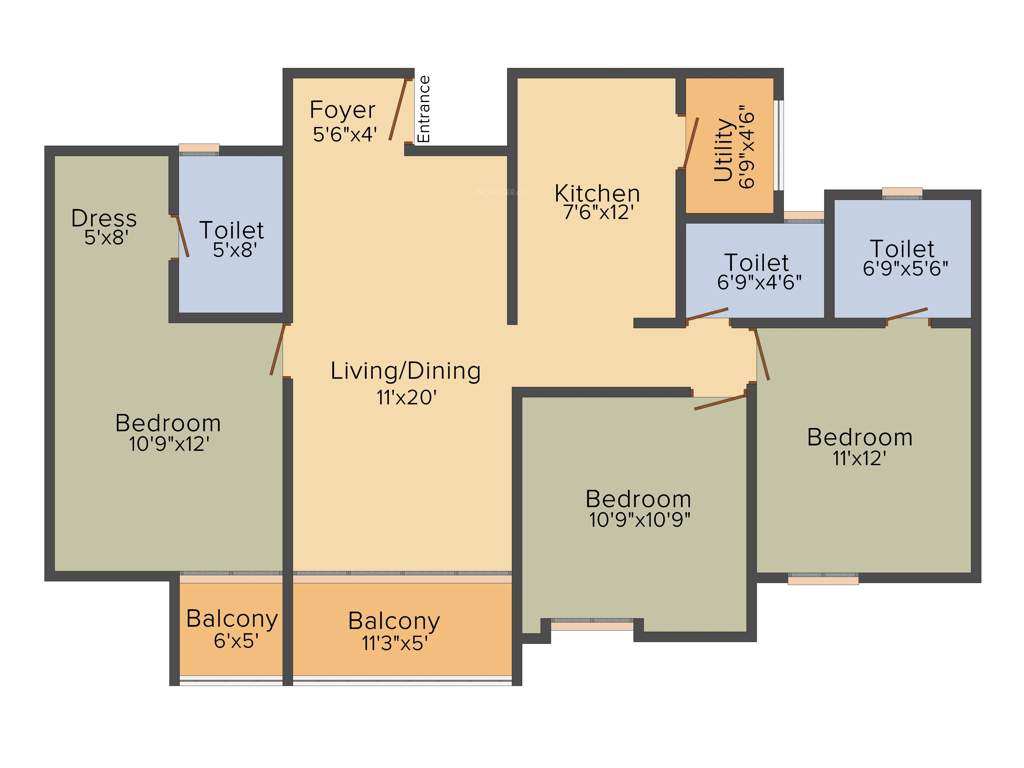 Dasta Concerto (3BHK+3T (1,435 sq ft) 1435 sq ft)