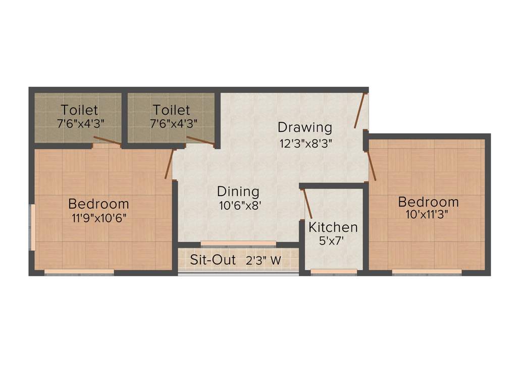 Sweet Sarovar Residency (2BHK+2T (825 sq ft) 825 sq ft)