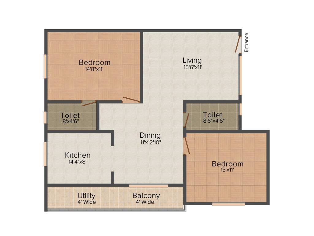 Parthu Hallmark (2BHK+2T (1,220 sq ft) 1220 sq ft)