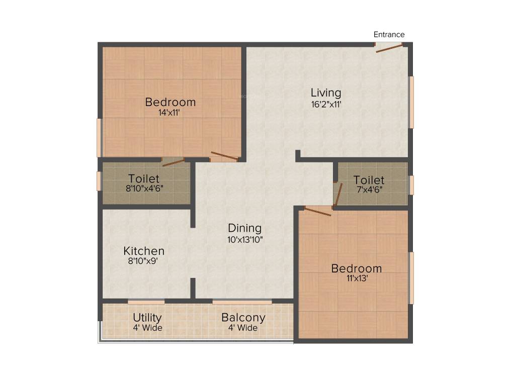 Parthu Hallmark (2BHK+2T (1,185 sq ft) 1185 sq ft)