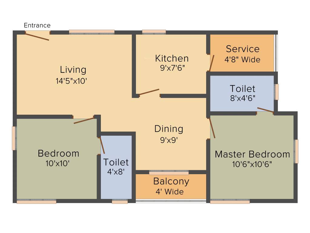 Whitestone Milano (2BHK+2T (1,075 sq ft) 1075 sq ft)