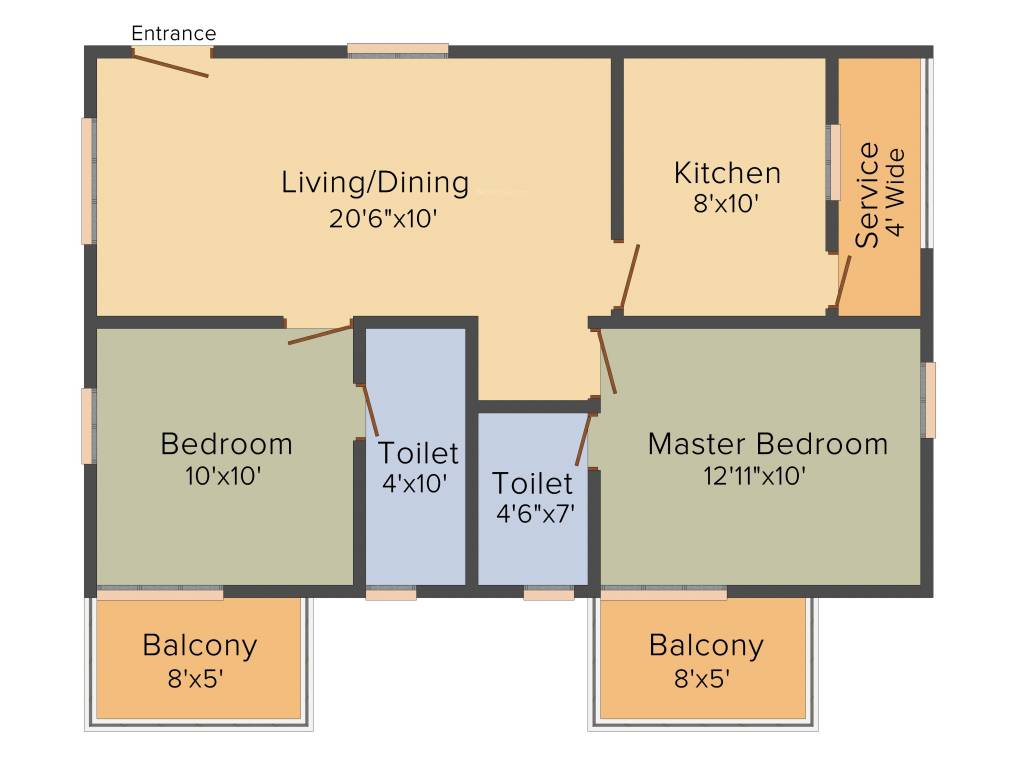 Whitestone Milano (2BHK+2T (1,100 sq ft) 1100 sq ft)