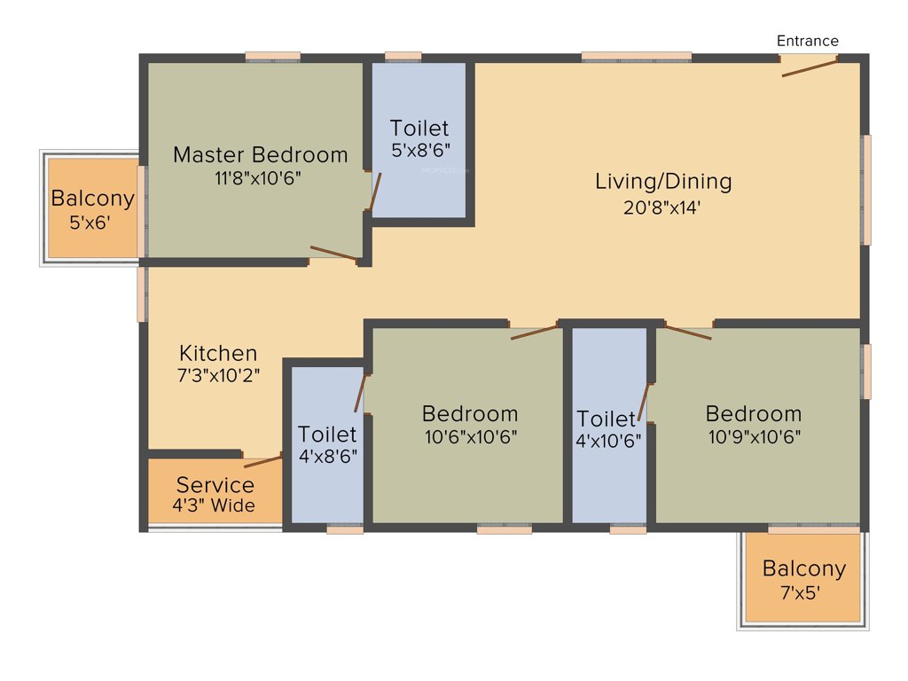 Whitestone Milano (3BHK+3T (1,500 sq ft) 1500 sq ft)