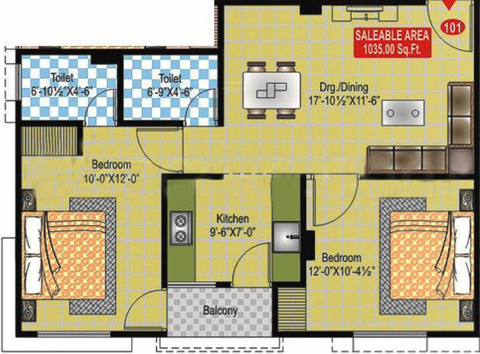 Ruheen Eco Homes (2BHK+2T (1,035 sq ft) 1035 sq ft) Ruheen Eco Homes (2BHK+2T (1,035 sq ft) 1035 sq ft)