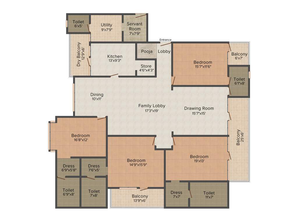 KLV Builders And Developers Signature Towers (4BHK+4T (3,500 sq ft) + Servant Room 3500 sq ft)