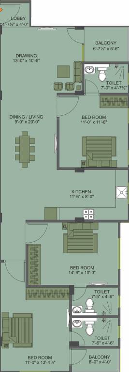 Living Aarudha (3BHK+3T (1,485 sq ft) 1485 sq ft) Living Aarudha (3BHK+3T (1,485 sq ft) 1485 sq ft)