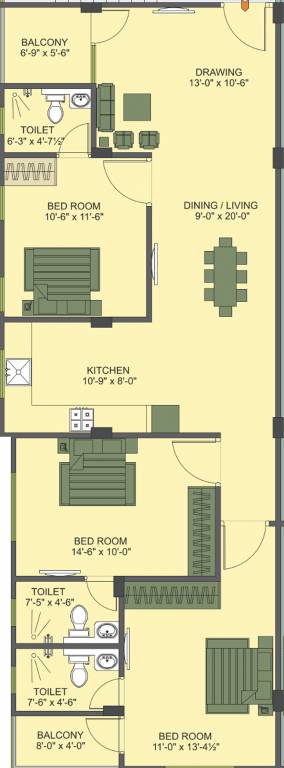 Living Aarudha (3BHK+3T (1,445 sq ft) 1445 sq ft) Living Aarudha (3BHK+3T (1,445 sq ft) 1445 sq ft)