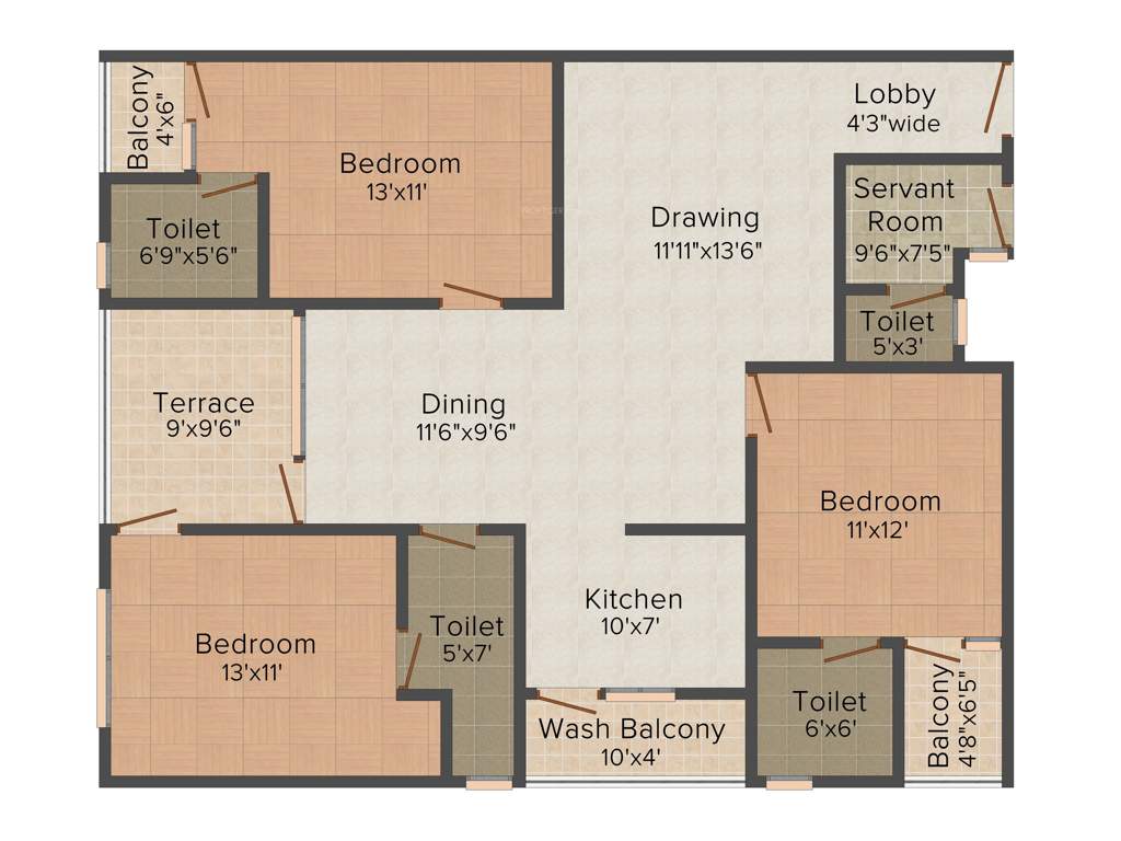 SSBC The Elegance (3BHK+4T (1,716 sq ft) + Servant Room 1716 sq ft)