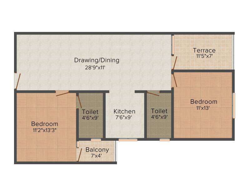 SSBC The Elegance (2BHK+2T (1,195 sq ft) 1195 sq ft)