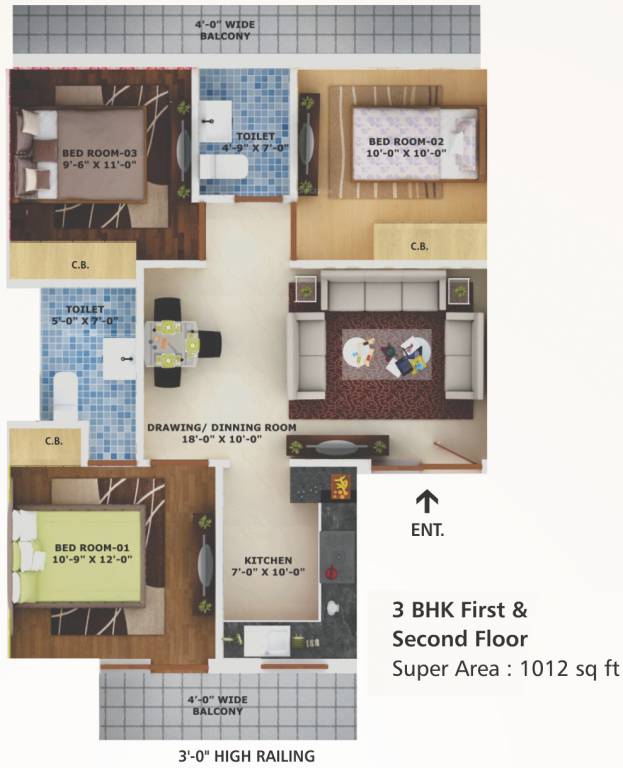Ubber Golden Palm Apartments (3BHK+3T (1,012 sq ft) 1012 sq ft) Ubber Golden Palm Apartments (3BHK+3T (1,012 sq ft) 1012 sq ft)