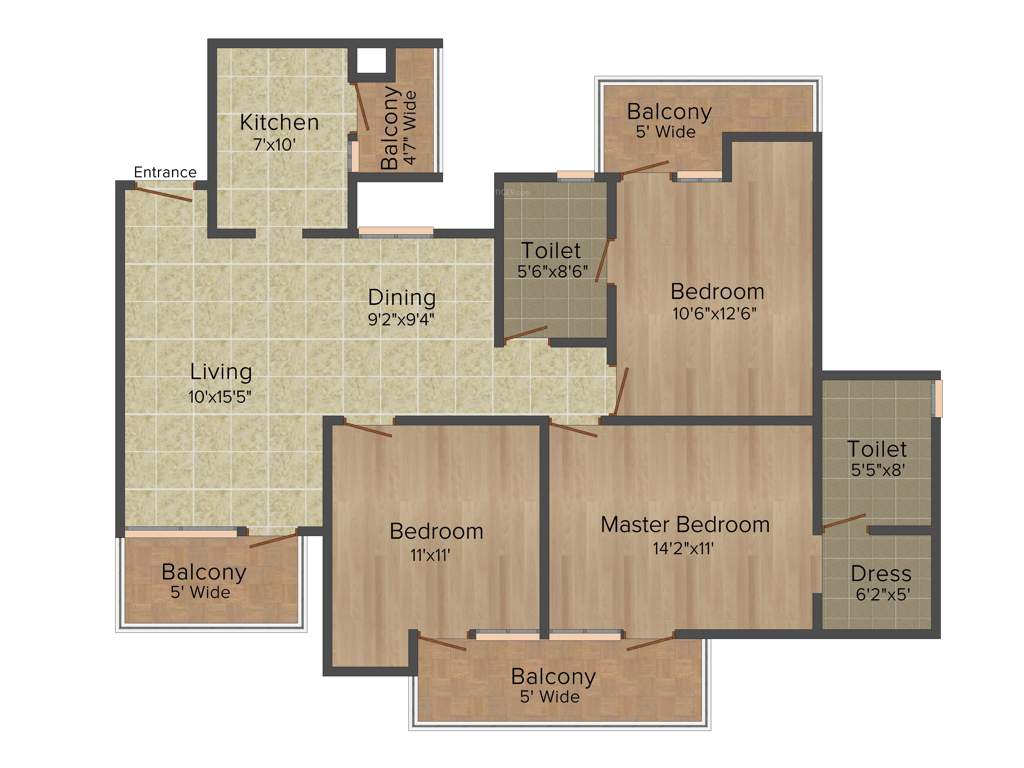 Rudra Uno (3BHK+2T (1,600 sq ft) 1600 sq ft)