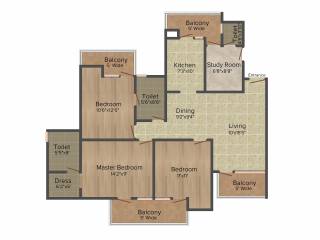 Rudra Uno (3BHK+3T (1,700 sq ft)   Study Room 1700 sq ft)