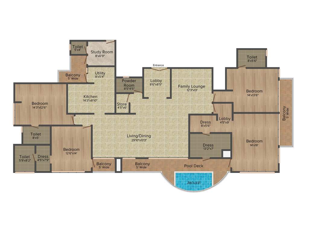 Rudra Uno (4BHK+4T (3,900 sq ft) Study Room 3900 sq ft)