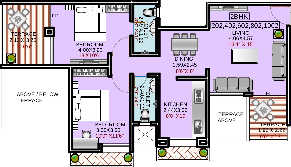 Deron Bhushanam (2BHK+2T (1,184 sq ft) 1184 sq ft)