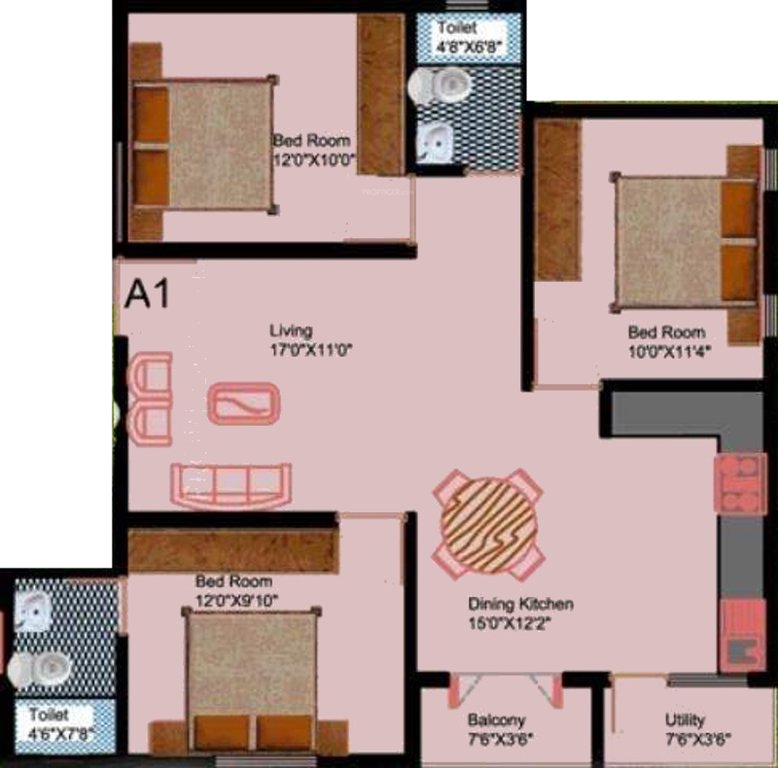 DS DSMAX SUPREME (3BHK+2T (1,250 sq ft) 1250 sq ft)