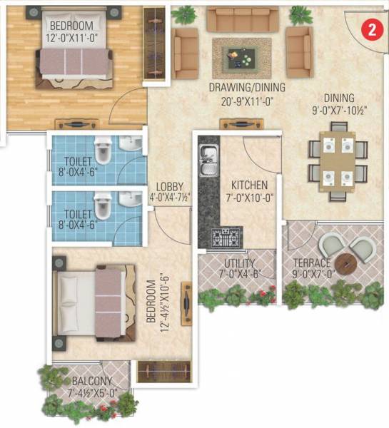 Shivank Terrazagreens (2BHK+2T (1,268 sq ft) 1268 sq ft) Shivank Terrazagreens (2BHK+2T (1,268 sq ft) 1268 sq ft)