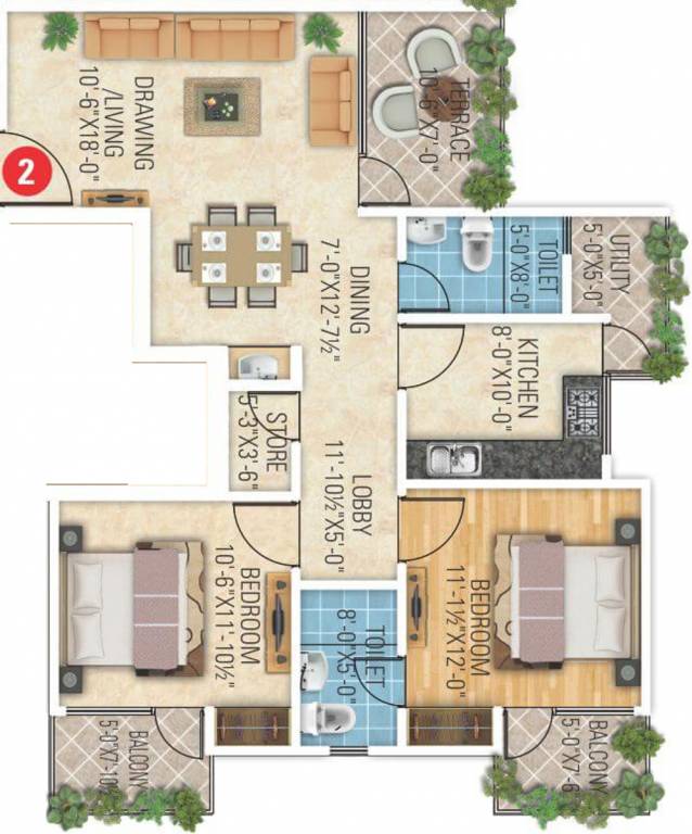Shivank Terrazagreens (2BHK+2T (1,389 sq ft) 1389 sq ft)