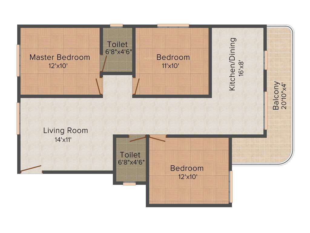 DS DSMAX SWATANTRA (3BHK+2T (1,307 sq ft) 1307 sq ft)