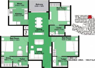 Tulive Viha (3BHK+3T (1,588 sq ft) Pooja Room 1588 sq ft) Tulive Viha (3BHK+3T (1,588 sq ft) Pooja Room 1588 sq ft)