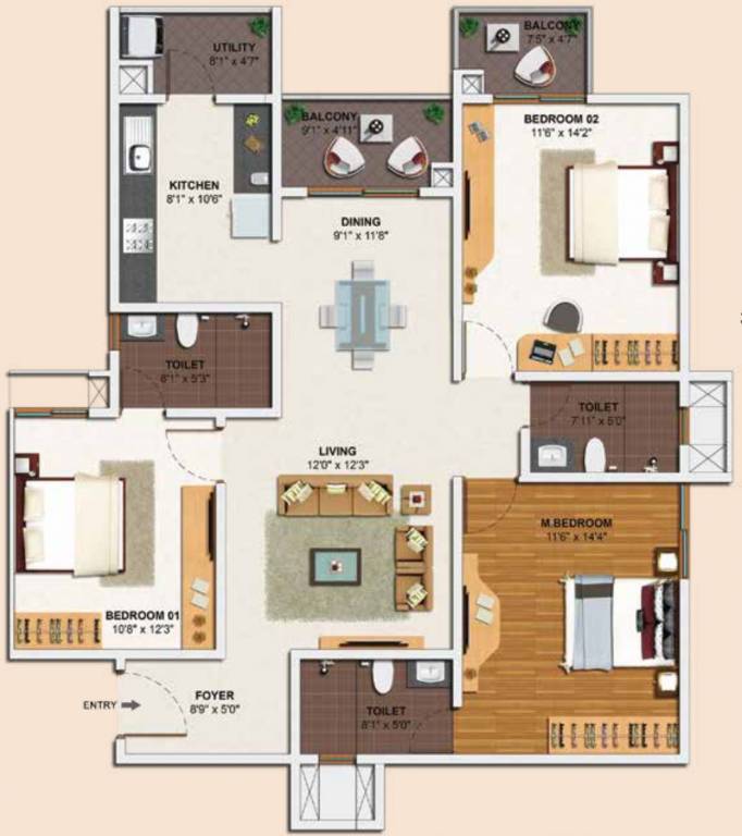Skylark Royaume (3BHK+3T (1,533 sq ft) 1533 sq ft)