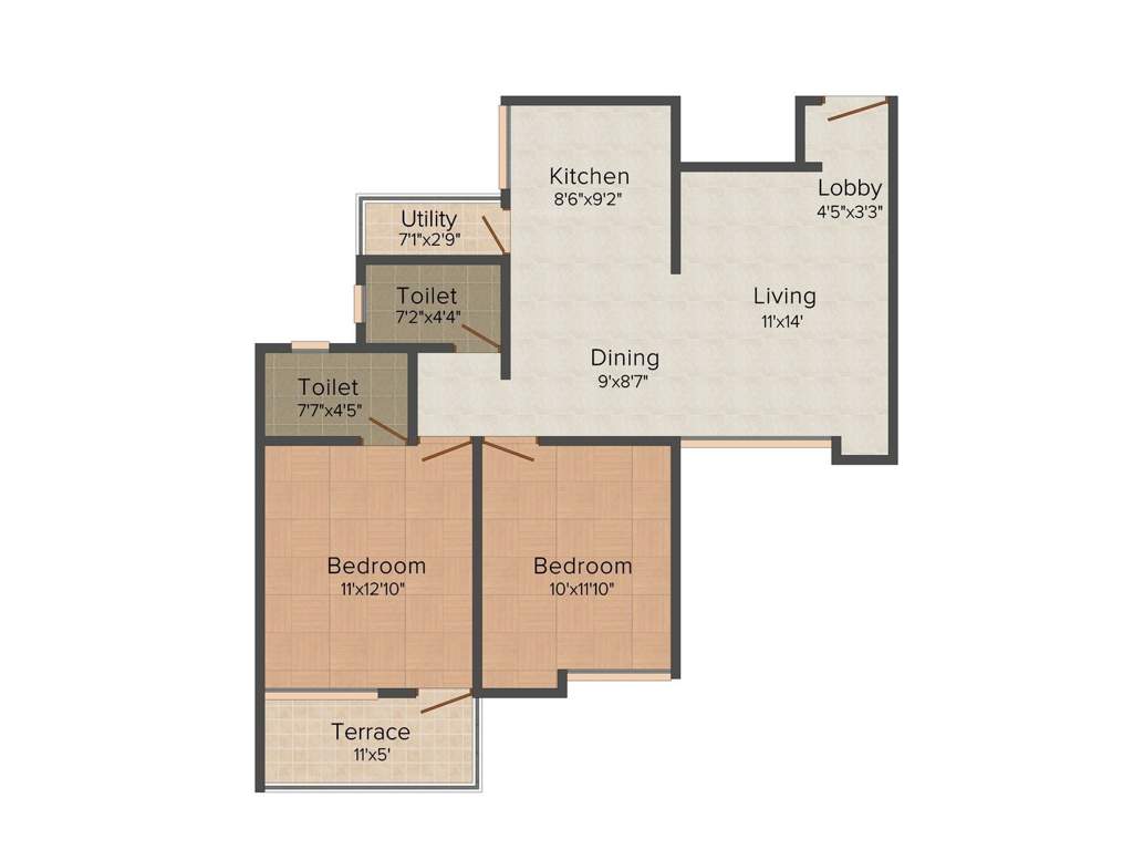 Dreams Elina (2BHK+2T (755 sq ft) 755 sq ft)