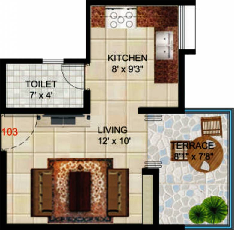 Meghaswana Bhakti Serene (1BHK+1T (398 sq ft) 398 sq ft) Meghaswana Bhakti Serene (1BHK+1T (398 sq ft) 398 sq ft)