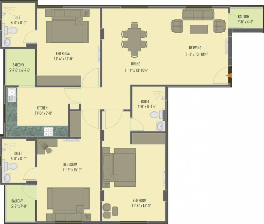 Living Bhava (3BHK+3T (1,800 sq ft) 1800 sq ft)