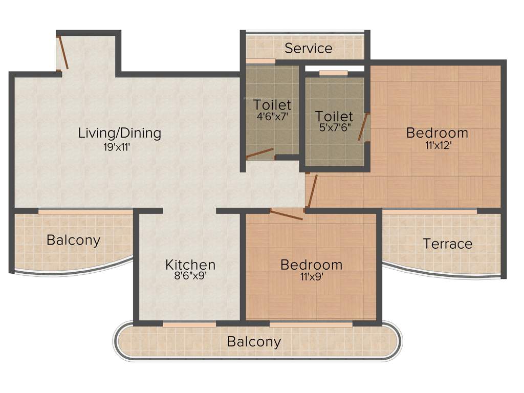 Paradise Sai Mannat (2BHK+2T (1,225 sq ft) 1225 sq ft)