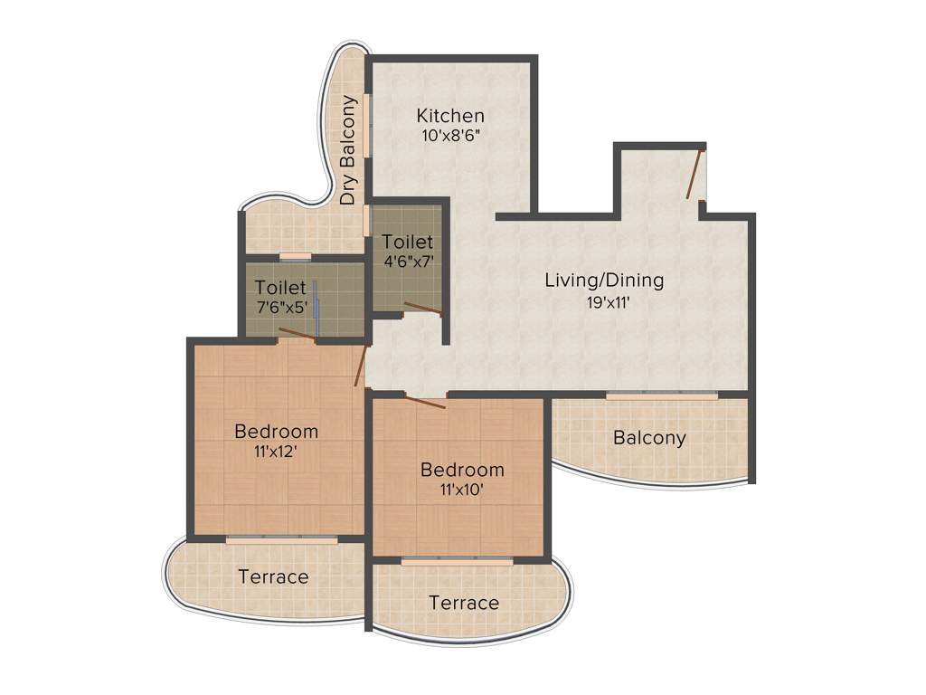 Paradise Sai Mannat (2BHK+2T (1,275 sq ft) 1275 sq ft)