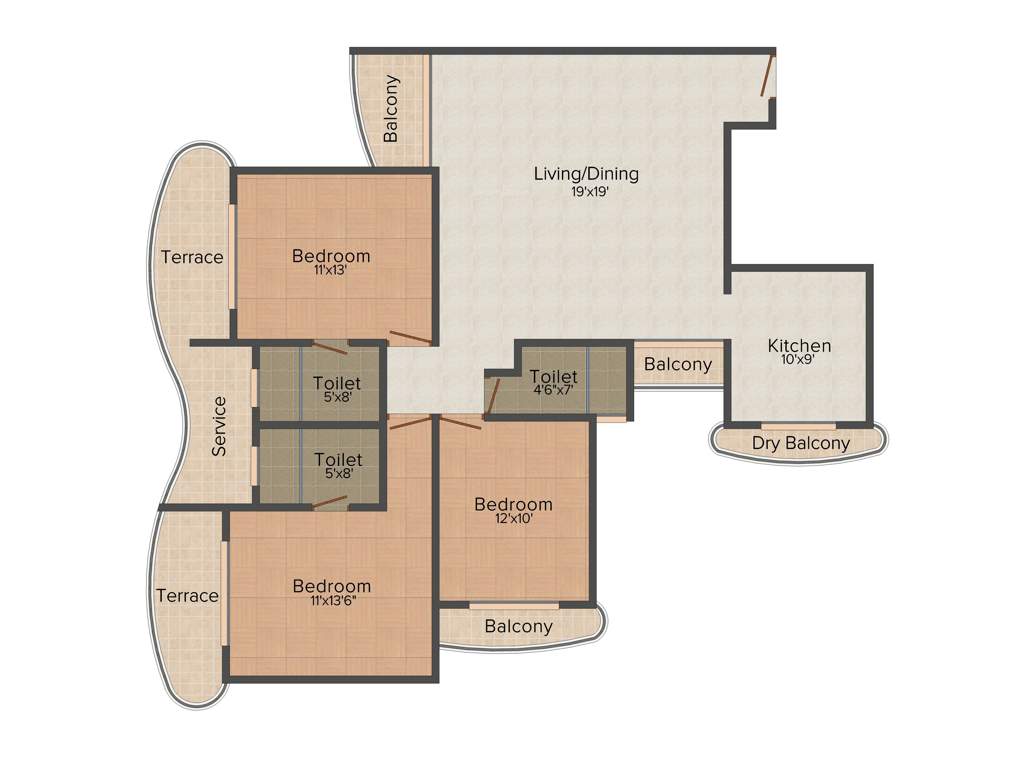 Paradise Sai Mannat (3BHK+3T (1,680 sq ft) 1680 sq ft)