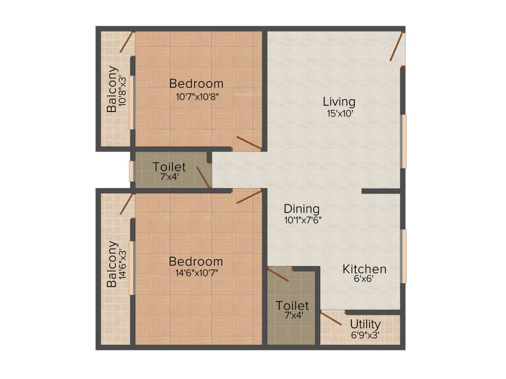 Srivanth Green View (2BHK+2T (969 sq ft) 969 sq ft)