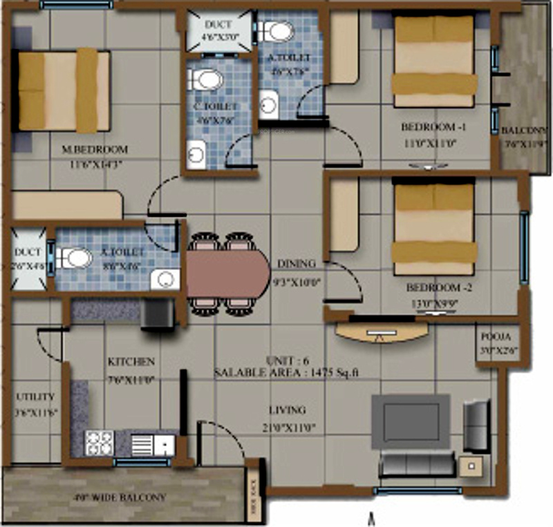 Jamadagni Sankalp (3BHK+3T (1,525 sq ft) Pooja Room 1525 sq ft)