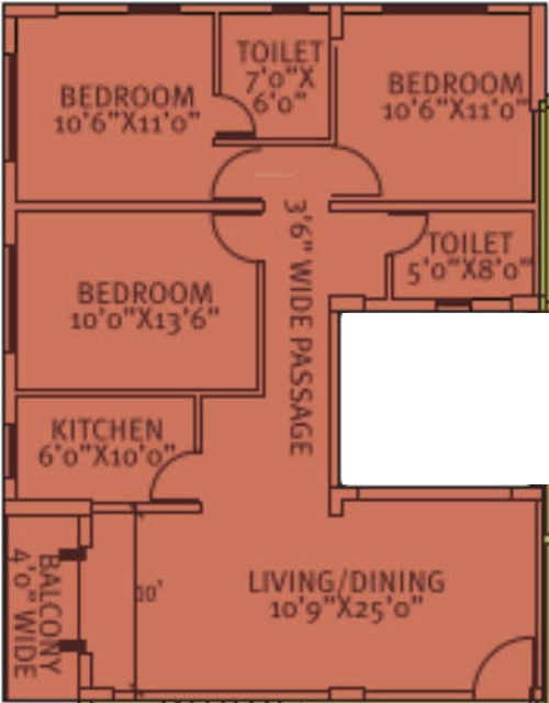 Siddha Pine Woods (3BHK+2T (1,385 sq ft) 1385 sq ft)