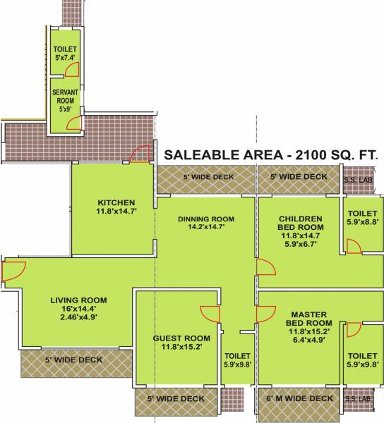 Manohar The Crown (3BHK+3T (2,100 sq ft) 2100 sq ft)