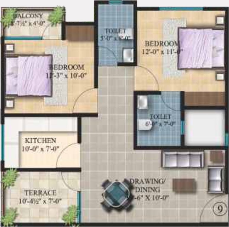Arihant Legacy (2BHK+2T (1,050 sq ft) 1050 sq ft)