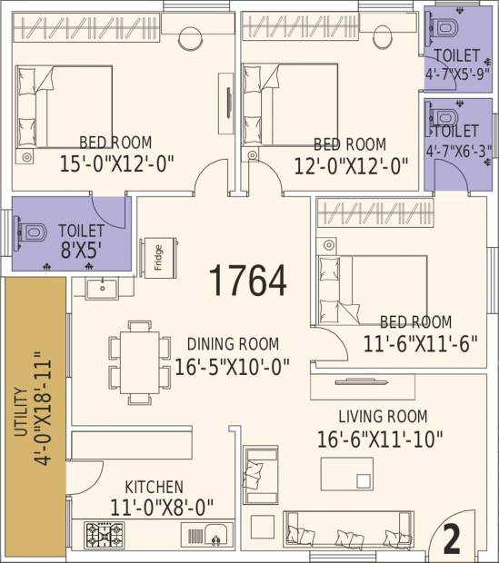 SKS Royal Meadows (3BHK+3T (1,764 sq ft) 1764 sq ft)