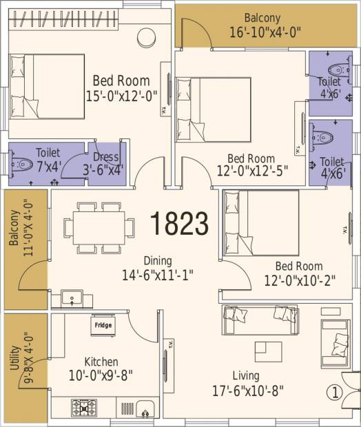 SKS Royal Meadows (3BHK+3T (1,823 sq ft) 1823 sq ft)