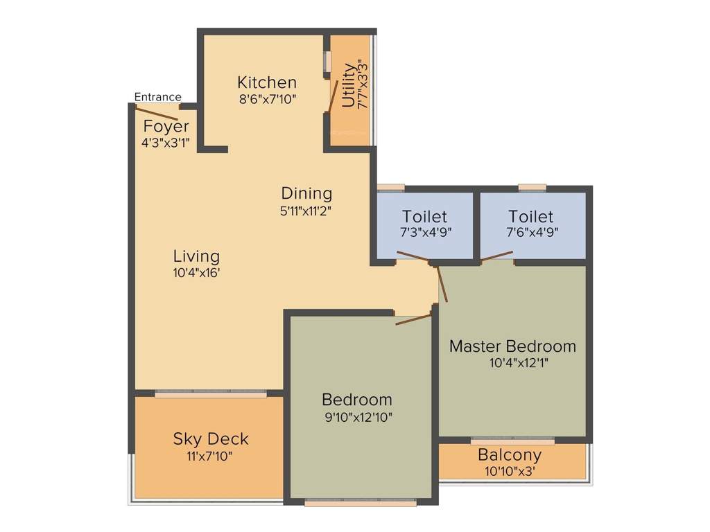 Keya The Green Terraces (2BHK+2T (1,065 sq ft) 1065 sq ft)
