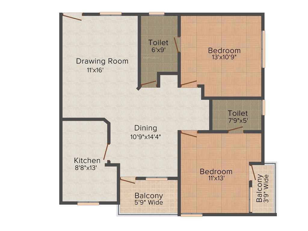 Omega Orchid Heights (2BHK+2T (1,325 sq ft) 1325 sq ft)