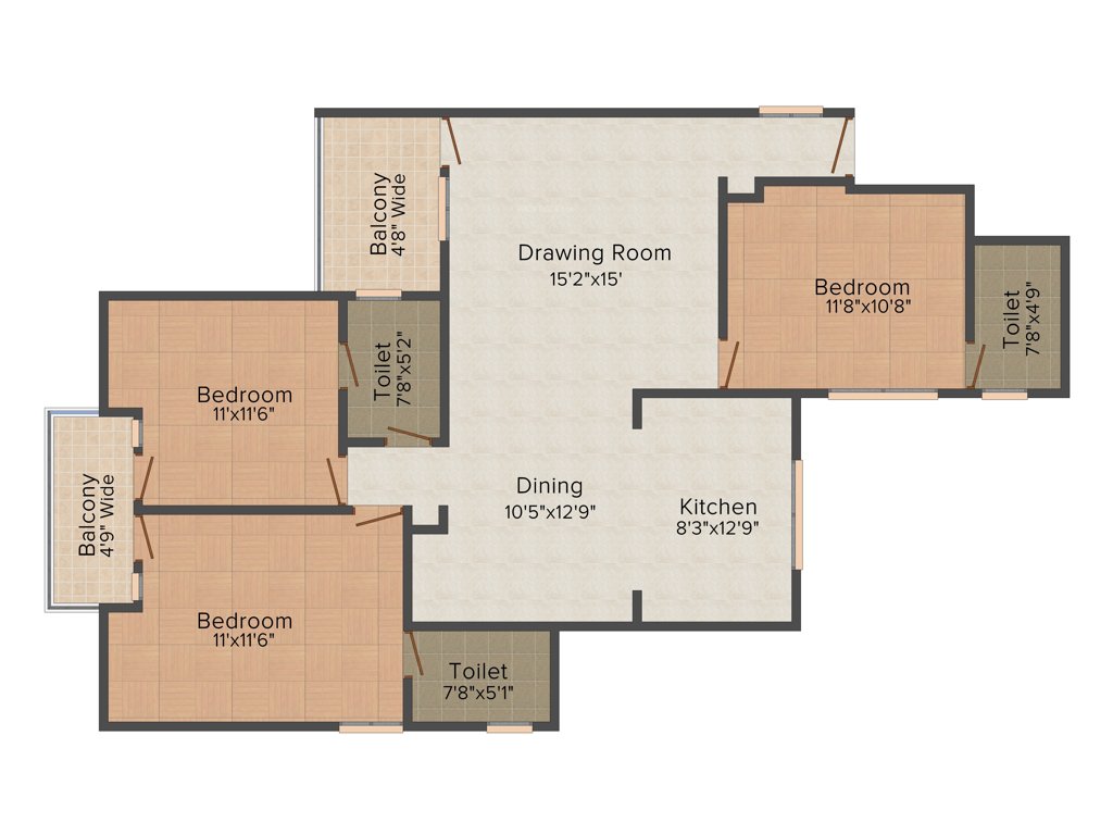 Omega Orchid Heights (3BHK+3T (1,625 sq ft) 1625 sq ft)