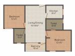 Mojika 4 Way Living (2BHK+2T (860 sq ft) 860 sq ft)