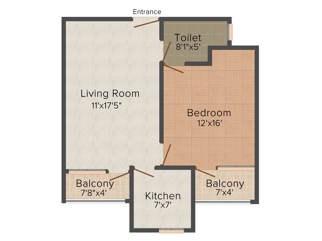 Sunny Square (1BHK+1T (641 sq ft) 641 sq ft)