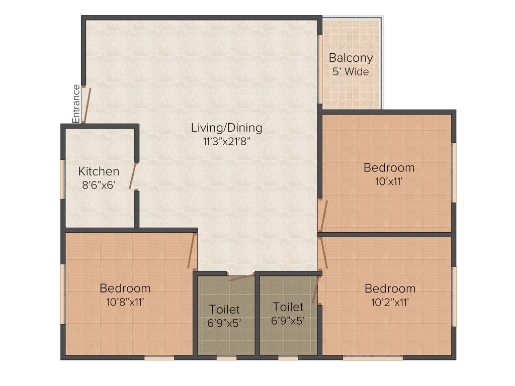 Siddha Town Madhyamgram (3BHK+3T (1,270 sq ft) 1270 sq ft)