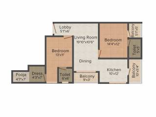 Unique Marbella (2BHK+2T (1,473 sq ft) + Pooja Room 1473 sq ft)