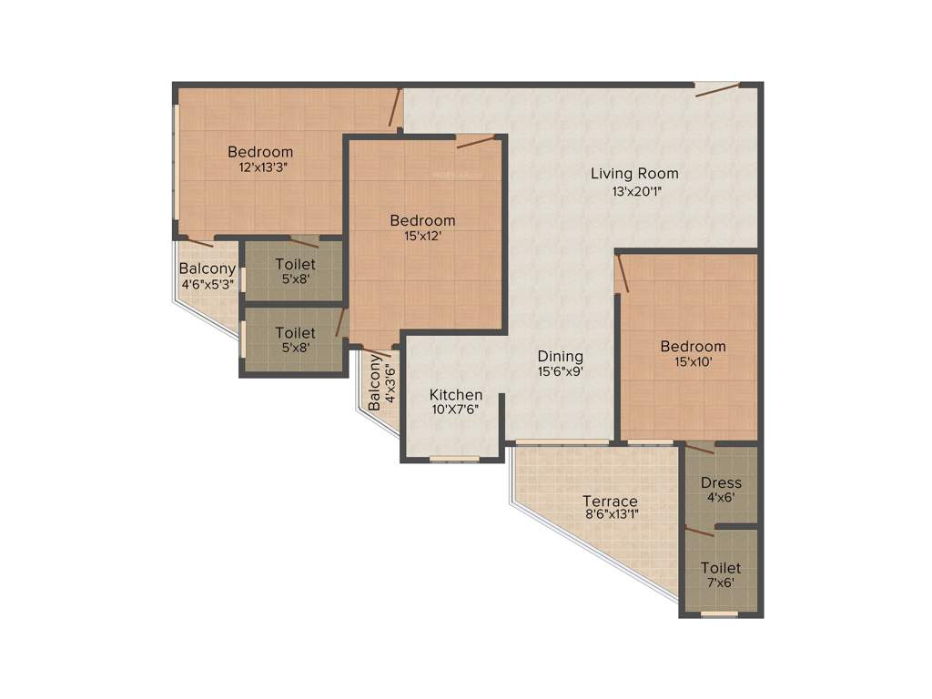 Unique Marbella (3BHK+3T (1,966 sq ft) 1966 sq ft)