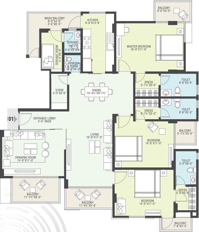 FS Platinum (3BHK+4T (2,331 sq ft) + Servant Room 2331 sq ft)