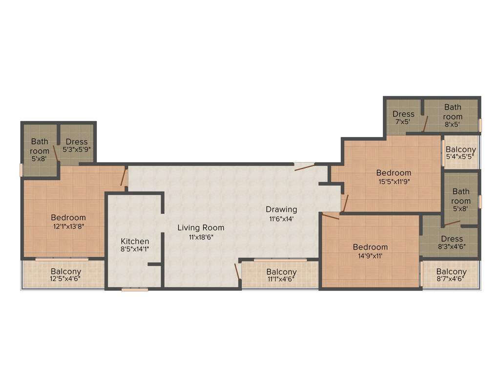 DND Kings Landing (3BHK+3T (2,050 sq ft) 2050 sq ft)